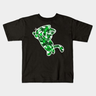 Cat Jewel Art - Stay Pawsitive (green) Kids T-Shirt